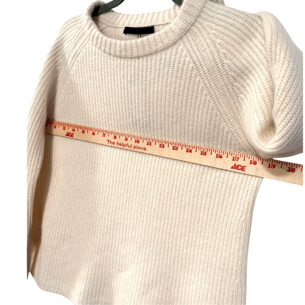Jenni Kayne L Iconic 100% CASHMERE Fisherman Sweater $425 Ivory Cream White NWT!